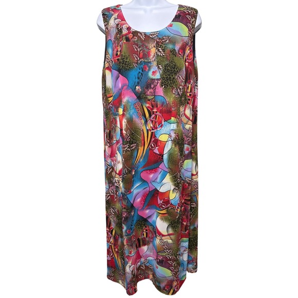 Serengeti Dresses & Skirts - SERENGETI Womens Multicolor Maxi Dress Sz M Boho-Chic Art to Wear Lagenlook Chic